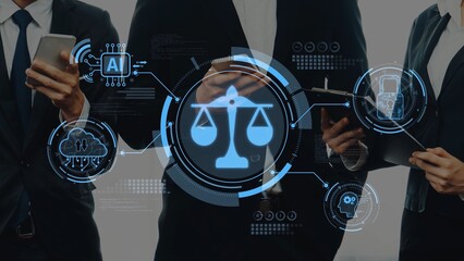 Business professionals engage with technology to transform legal services. They leverage artificial...