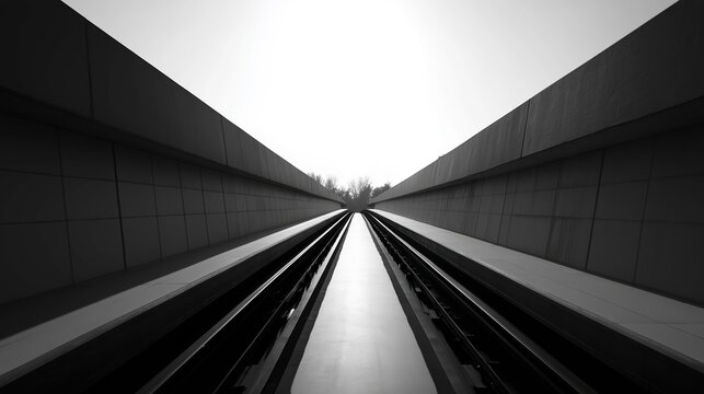 Perfectly Centered Futuristic Monorail Perspective with Vanishing Point