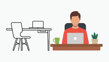 Digital Workplace and Productivity Vector Art, Online Job and Virtual Office Illustration