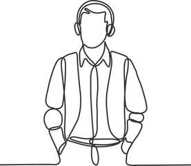 Man line art or continuous one line illustration