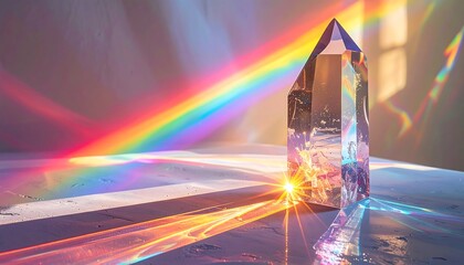 Crystal prism bathed in sunlight