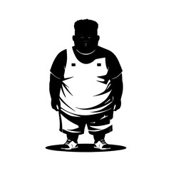 Overweight Boy Representation of body positivity with a diverse figure standing confidently in activewear during a sunny day outdoors