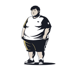 Overweight Boy Representation of body positivity with a diverse figure standing confidently in activewear during a sunny day outdoors