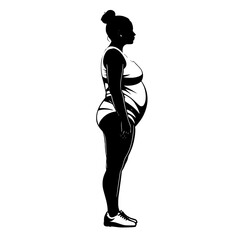 Overweight woman Representation of body positivity with a diverse figure standing confidently in activewear during a sunny day outdoors