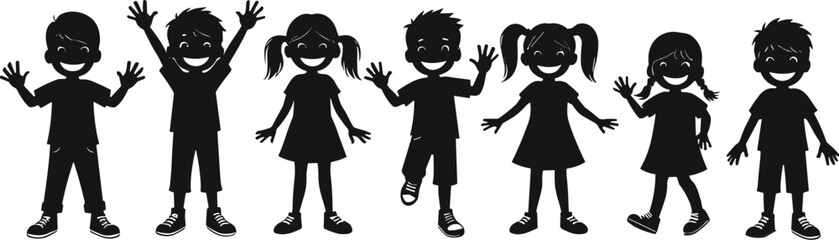 Children's Fun Poses Silhouettes