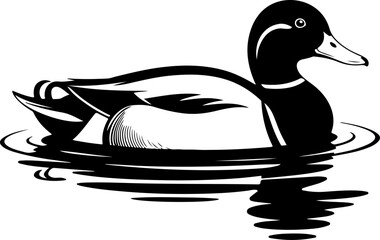 duck swimming silhouette vector illustration