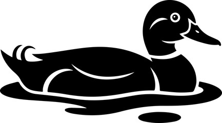 duck swimming silhouette vector illustration