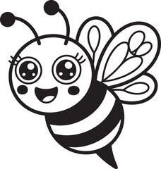 Bee Buzz Line, Queen Bee Illustration, Buzzing Bumblebee,  Cute bee silhouette vector icon illustration,