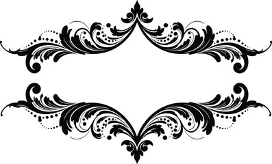 Vintage floral ornament frame, decorative border design, luxury invitation divider, baroque flourish decoration, elegant retro scroll, certificate and label template