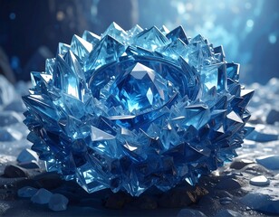 Crystalline orb nestled in icy landscape