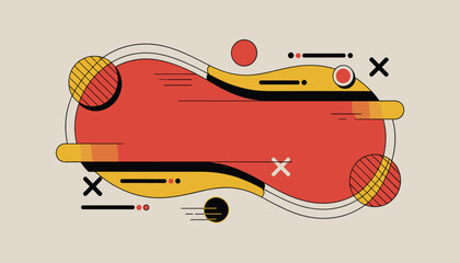 Abstract fluid shape with geometric elements and vibrant colors, modern design for graphic backgrounds and banners