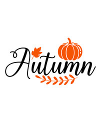 Autumn fall typography clip art design on plain white transparent isolated background for card, shirt, hoodie, sweatshirt, apparel, tag, mug, icon, poster or badge