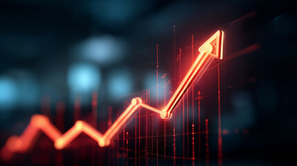 Startup business trend growth concept, improve development chart of company. Graph upward arrow grow up. Plan best sale performance return on investment stock, opportunity success challenge strategy