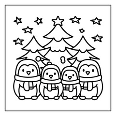christmas and new year Christmas Coloring Page Line Art
