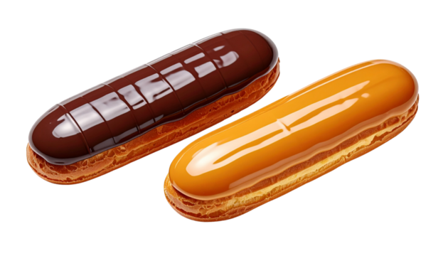 Delicious Chocolate Éclair Duo isolated on transparent background