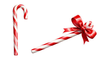  Christmas Candy Cane Variations Collection isolated on transparent background