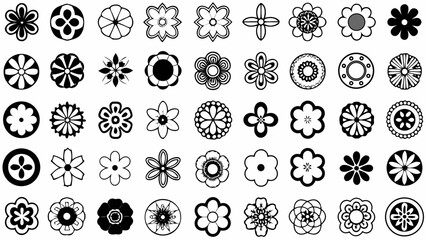 Elegant collection of stylized floral designs, perfect for sophisticated patterns, decorative elements, and modern branding projects, offering versatile artistic options