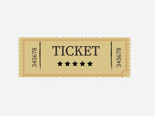 Vintage ticket isolated on white background, a charming reminder of classic events, with its retro design and nostalgic appeal, evoking memories of bygone eras