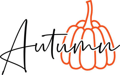 Autumn fall typography clip art design on plain white transparent isolated background for card, shirt, hoodie, sweatshirt, apparel, tag, mug, icon, poster or badge