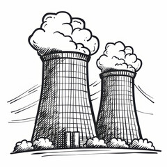 Industrial Power Plant and Electrical Tower Sketches
