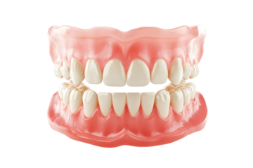 Realistic dental anatomy close-up of upper and lower teeth for educational purposes