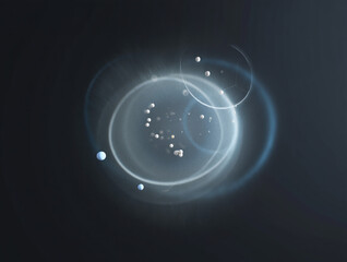 Obraz premium Abstract Glowing Orbs and Rings on Dark Background