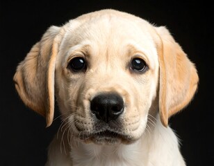 Close-up of a light-cream colored puppy