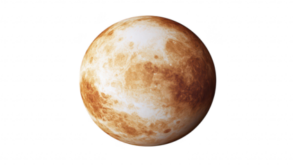 A detailed view of the planet Venus its rocky surface and atmospheric features. set against a stark white background. ideal for educational and astronomical contexts