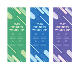 Modern business banner templates with abstract geometric patterns. Perfect for workshops, events, conferences, presentations, or branding projects, combining style and professionalism.
