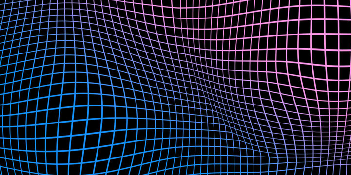 warped grid landscape: a retro-futuristic vaporwave dreamscape in blue and pink
