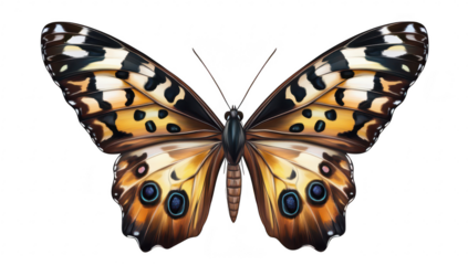 A beautifully detailed illustration of a butterfly with striking orange and black patterns. its wings spread wide. suitable for educational and decorative purposes