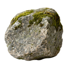 Fototapeta premium Mossy Rock Isolated on White Background