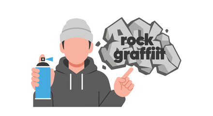 Cartoon figure with spray can and 