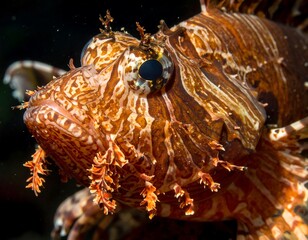Close-up of a lionfish's head
