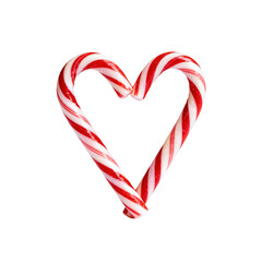 Candy Canes Forming a Heart Shape on White Background