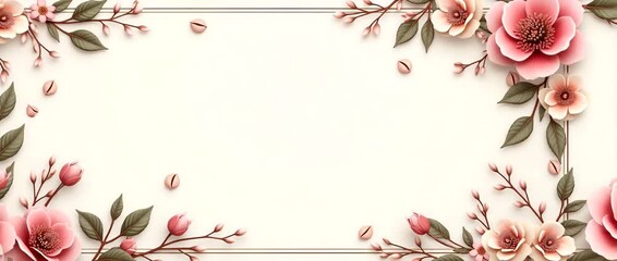 Elegant Floral Coffee Border Design with Copy Space for International Coffee Day Invitations - Perfect for Celebrating Coffee Culture with Beautiful Motifs and Customizable Text Area