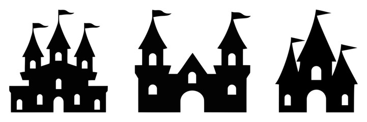 silhouette castles with flags on white background © Designer Alam