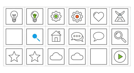 Set of Hand Drawn Doodle Style Interface Icons.