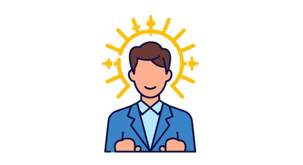 Illustration of a Confident Businessman with a Shining Halo.