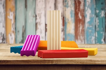 Different colored plasticine Educational games for children.