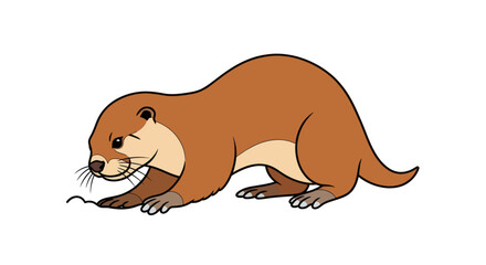 Cute cartoon otter character illustration isolated on white.