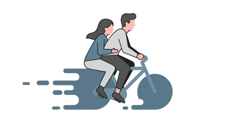 Obraz premium Couple riding bicycle together enjoying a romantic and active outdoor date.