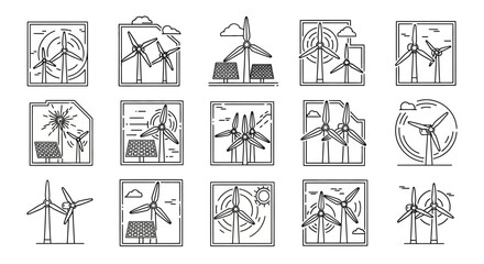 Wind Turbine Illustrations Collection.