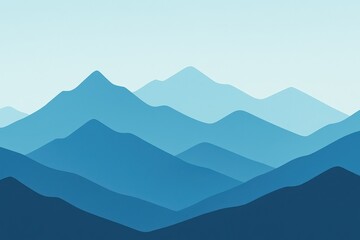 Minimal Landscape with Blue Mountain Layers