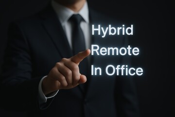 Businessman Choosing Hybrid Remote Office Work Option