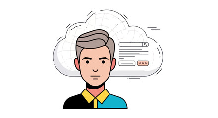 Stylized vector illustration of a mans portrait.