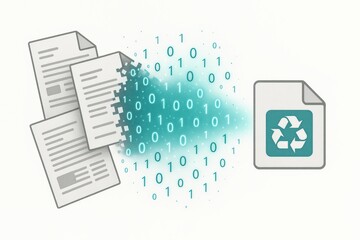 Digital Document Recycling Concept with Binary Code Transition