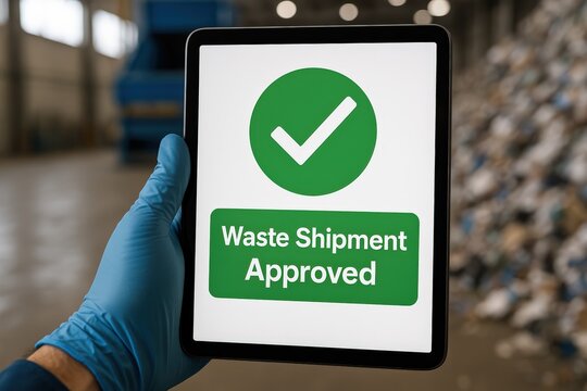 Digital Waste Shipment Approval Displayed on Tablet Screen