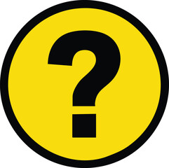 Vector art of yellow circle with a black question mark inside