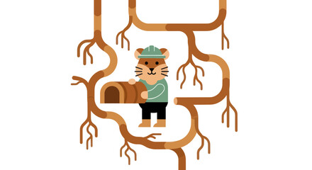 Cute cartoon tiger character wearing a sweater and hat.